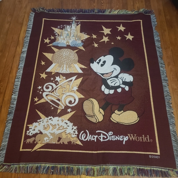 Walt Disney World Mickey Mouse Fringe Throw Blanket WDW - Picture 5 of 12